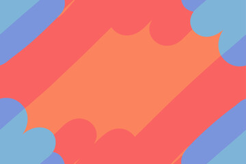 Vibrant overlapping abstract shapes in coral orange and blue background