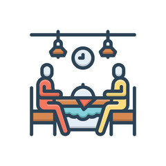 Color illustration icon for dinner