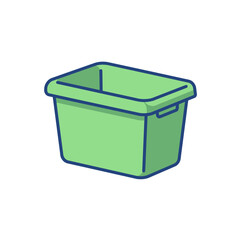 Flat icon illustration of green plastic storage bin