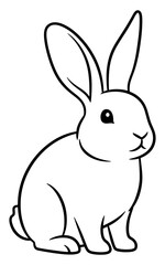 Obraz premium Black and White Line Art Illustration of a Seated Rabbit