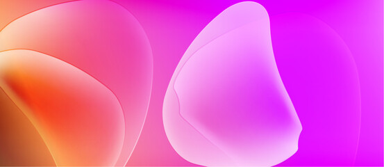 Abstract fluid shapes blend, showcasing vibrant pinks, oranges, purples. Soft gradients create dreamy, smooth visual effect.