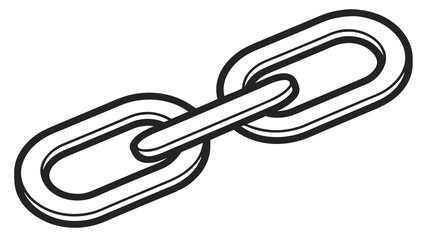 Two interlinked black oval chain links connection metal