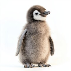 Baby Penguin Chick on White Background