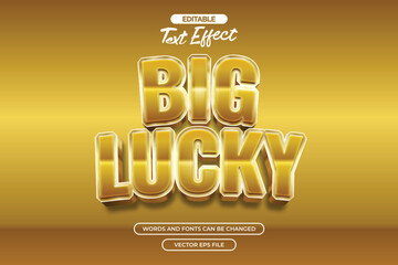 Big lucky editable text effect with 3d gold text style