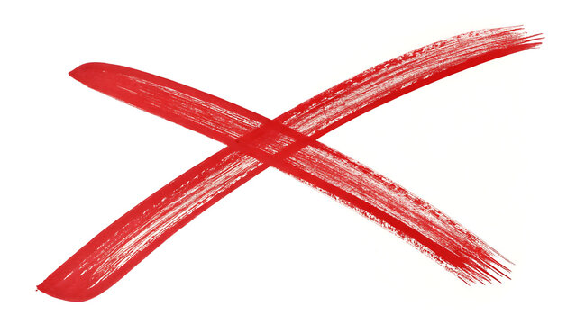 Bold hand-drawn red "X" mark on a plain white background, symbolizing negation