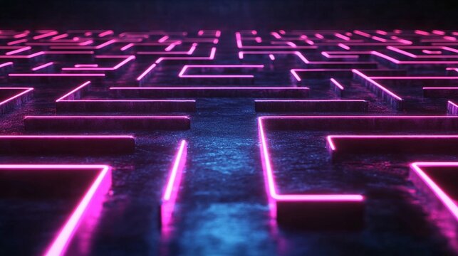 Neon Maze: Abstract Pink Light Design