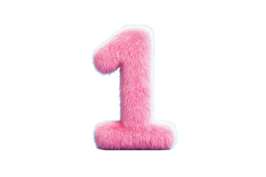 Pink Fur Number One Digit Decoration for Counting and Celebrations