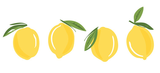 Lemon with green leaves sign logo isolated on white background vector.