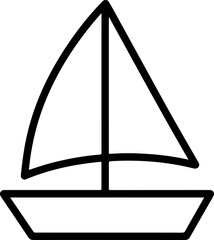 Simple outline drawing of a sailboat on a white background