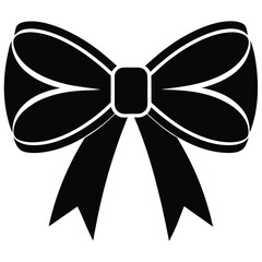 A simple black bow silhouette with a square knot on a white background