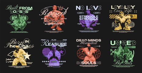 Urban streetwear t-shirt design bundle, Urban graphic poster art collection, Streetwear clothing print styles, Gritty urban tee designs set.