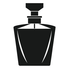 A black and white vector graphic of a potion bottle with a stopper