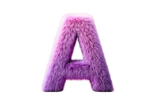 Purple Fur Letter A on Transparent Background Creative Text Design