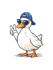 Cool Funny Cartoon Duck Character - Trendy Quirky Design with Retro Vibe and Pop Culture Flair