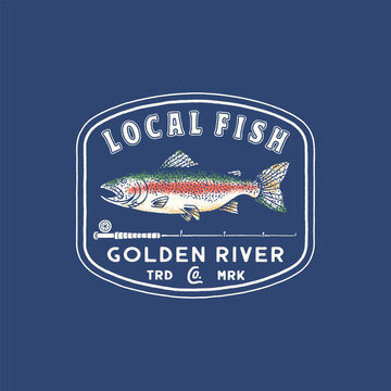 fishing illustration fish graphic emblem design adventure badge logo vintage