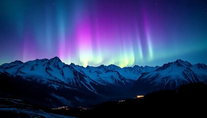 Aurora borealis over snowy mountains night sky northern lights landscape photography view scenic