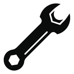 Simple Black and White Wrench Graphic for Mechanical Repairs and Construction Projects Versatile Symbol for DIY and Professional Use