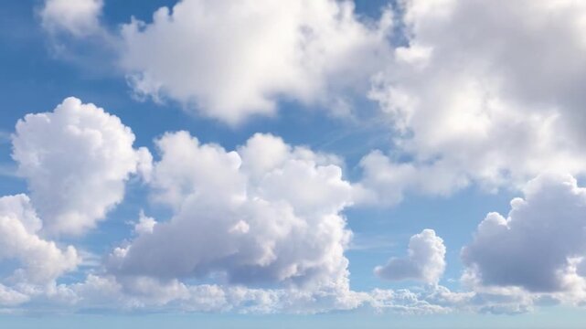 Cumulus in the Sky: Witness the sublime beauty of the open sky, dotted with fluffy, cotton-like cumulus clouds. Perfect for evoking a sense of tranquility. 