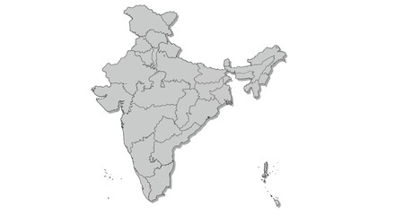Detailed vector map of India with state borders for geographic representation