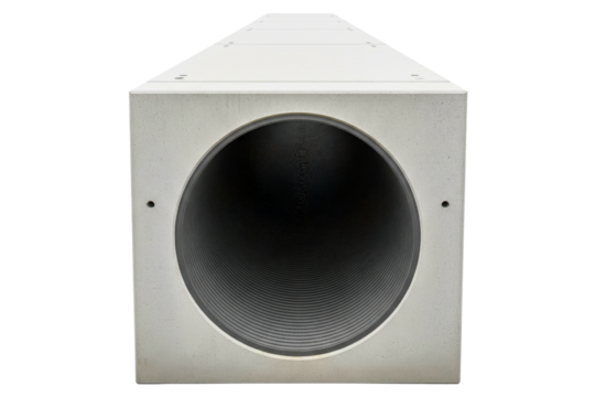 Square precast concrete culvert section with corrugated pipe isolated on a transparent background