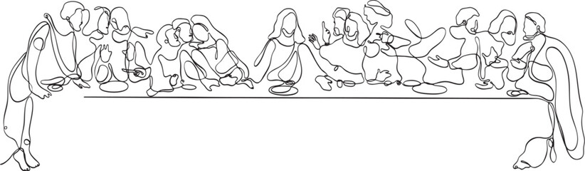 Last Supper vector one line art