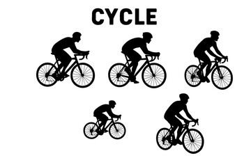 Fototapeta premium cycle race silhouette Cyclist silhouettes on racing bicycles, male and female riders