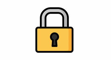 Stylized Yellow Padlock with Black Outline and Keyhole Detail