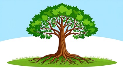Cartoon tree with large roots