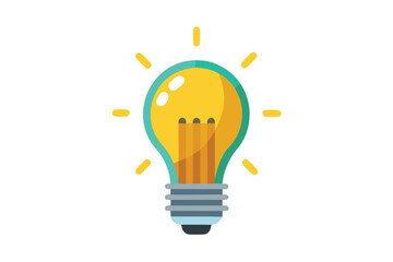 Creative Light Bulb Illustration Representing Innovation and Ideas with a Glowing Yellow Bulb and Light Beams Emanating from the Center