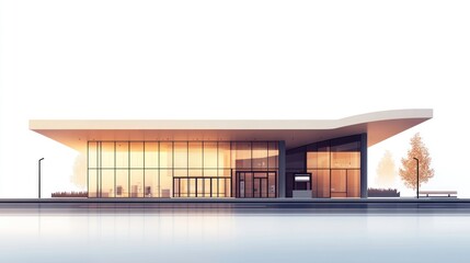 Modern Architecture Building on Waterfront