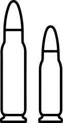 Two outline icons of rifle cartridges side by side for comparison