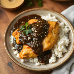 Plato Típico Mexicano: Pollo Bañado en Mole