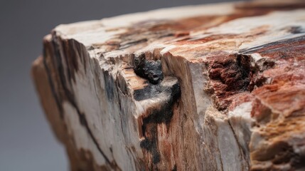 Detailed Close-Up of Beautifully Preserved Petrified Wood Sample