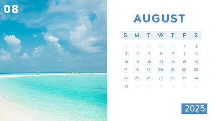White and Blue Modern August 2025 Calender - 10
