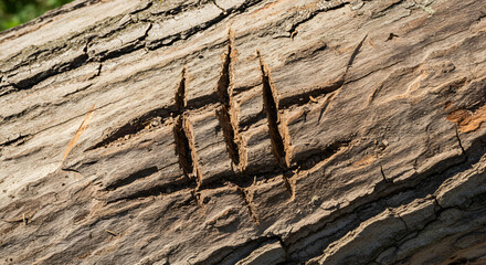 Close-up of tree trunk with claw-like markings