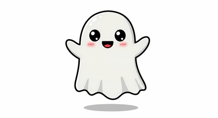 Kawaii ghost icon – cute Halloween character illustration on white background