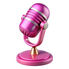 3d vintage microphone with metallic pink finish isolated on transparent background