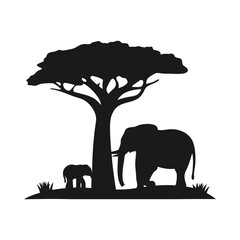 Elephant silhouette, elephant head silhouette