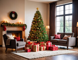 christmas tree with fireplace