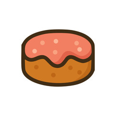 Brown pastry base with wavy pink frosting represents fun snacks symbolizing comfort reward and playful moments