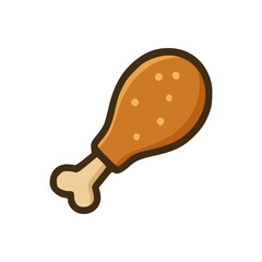 Flat design chicken leg with dotted detail and cartoon bone represents hearty meals warmth and satisfaction