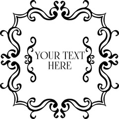 display a vintage style decorative frame or ornament with a blank space that says 