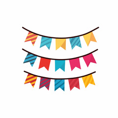 Colorful Party Bunting Flags Isolated on White Background Celebration Decoration