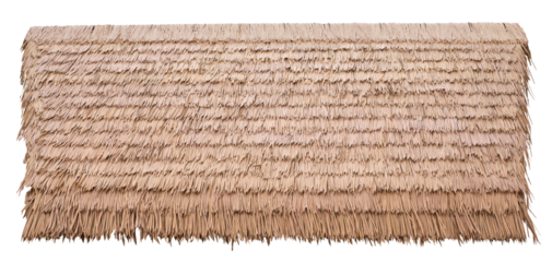 Thatched roof material in warm beige color. Thatching straw roof isolated. Straw pattern thatched grass roof