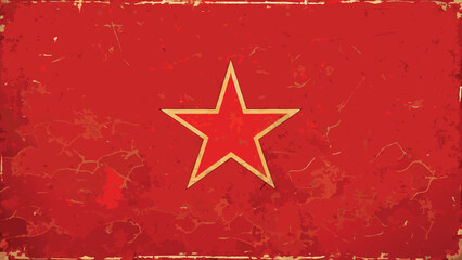 Vintage red star flag with grunge texture perfect for historical or political design elements