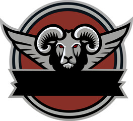 Aggressive Ram Logo with Wings 