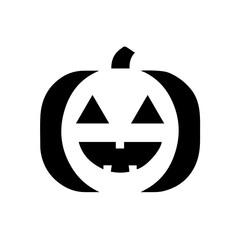 A classic Halloween pumpkin icon with a carved face in a flat minimalist style. 