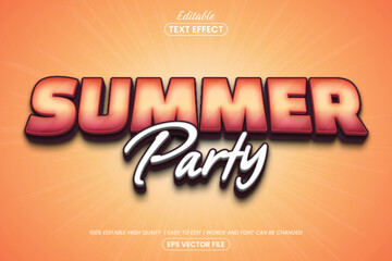 Retro Summer Party 3D Editable Text Style Effect