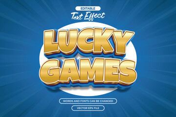 Lucky games editable text effect with gold 3d text style and with comic background