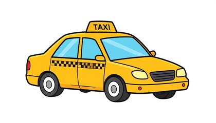 Cartoon yellow taxi cab